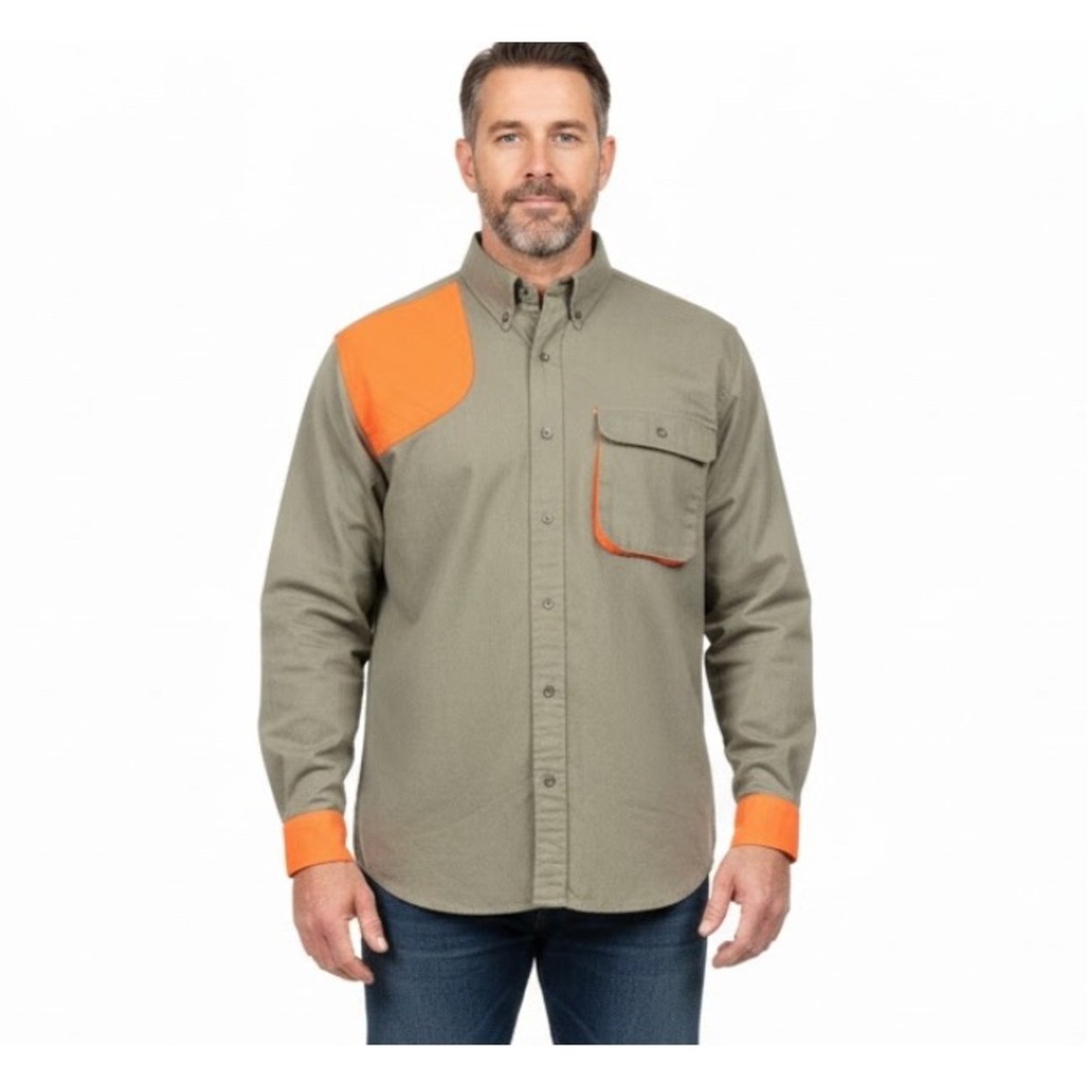 Master Sportsman Men's Lg Long Sleeve Hunting Shirt Orange Safety Outdoor Rugged